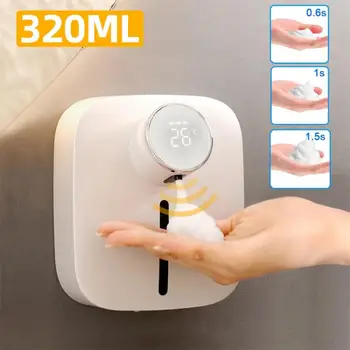 320ML Parede saboneteira Recarregável com Mostrador de Temperatura Dispensadores de Sabonete Líquido Automática de Espuma anti-Séptico de Mão de Máquina