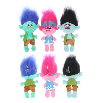 35cm/23cm Colorido Mágico de Cabelo Trolls Papoula Ramo de Pelúcia Anime Figura de Pelúcia do Pingente Dom Crianças Crianças Elf Boneca de Natal