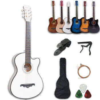 38/41 polegadas Violão Kit Folk Guitarra para Iniciantes 6 Cordas Preto Azul Branco de Madeira Marrom Guitarra AGT16