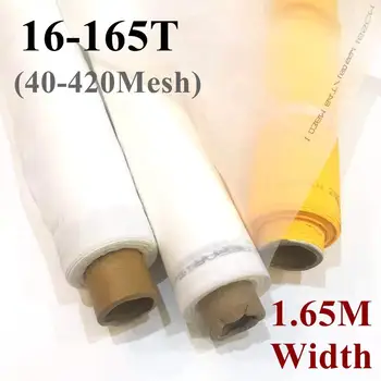 40-420 Malha 165 CM Largura 16T-165T Branco de Poliéster Amarelo Impressão de Tela de Seda Tecido de Malha Handwork DIY Filtro de Líquido têxteis