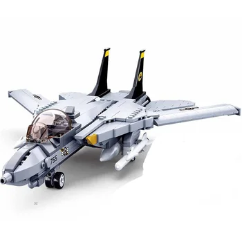 404Pcs Militar F14 Lutador Conjunto de blocos de NÓS Tomcat Modelo de avião de Guerra Moderno Edifício de Tijolos de Brinquedos Para as Crianças