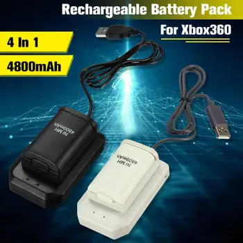 4800mAh 4 Em 1 Pack de Pilhas Recarregáveis Baterias+Carregador+Cabo USB Kit de Carregamento Para Xbox 360 Bateria Controlador sem Fio