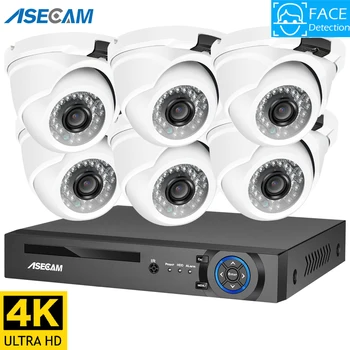 4K de 8MP Ai Detecção de Rosto a Câmera de Segurança CCTV Sistema de POE NVR Kit de gravação de Vídeo ao ar livre da Abóbada da Casa Humanos Câmera de Vigilância