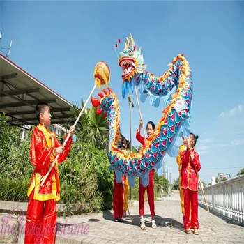 5.5 m de Seda tamanho 6 Dança do Dragão Traje 6 Jogadores Garoto Filhos Aluno da Escola Festa de Halloween Desempenho Desfile Popular China Fase