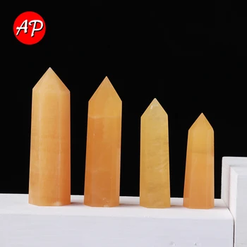 5-8cm Quartzo Natural, o Ponto de Geléia Amarela Jade Cristal Obelisco Varinha de Energia Reiki Pedra de Decoração de Casa de Pirâmide