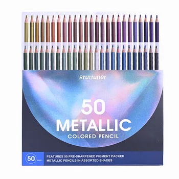 50-cor 12 cores metalizado perolado lápis de cor Morandi cinza lápis de cor