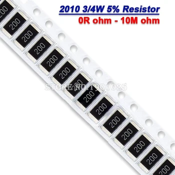 50PCS 2010 5% SMD Chip Resistor Resistores 3/4W 0R - 10M 0 10 100 220 470 Ohm 0R 10R 100R 220R 470R 1K 2.2 4.7 K K 10K 100K 1M 10M