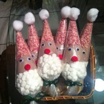 50pcs de Natal, Papai Noel Doce Doces de Celofane Cone Saco Plástico Caixa de Decorações de Natal para a Casa Navidad Caixa de Presente, Sacos