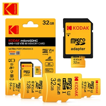 50pcs Kodak de Alta Velocidade C10 U1 U3 Cartão de Memória V30 16GB 32GB Cartão Micro SD de 64GB Tarjeta Microsd Mini TF Cartão SD Adaptador
