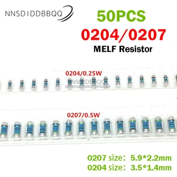 50PCS SMD Resistor MELF 0204 0207 100R 120R 150R 180R 200R 1% Cilindro de Metal Filme Resistor de Precisão