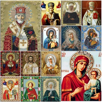 5D Diamante Pintura Religião Completo Quadrado/Redondo Bordado de Diamante Ícones Strass Retrato Mosaico Jesus de Imagem a Decoração Home