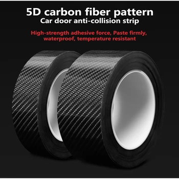 5D Fibra de Carbono Carro Tira Adesivos Soleira da Porta de Chinelo Anti-risco Fita Protetor de Película Automotiva Envoltório de Filme Anti-stepping Carro de Fita