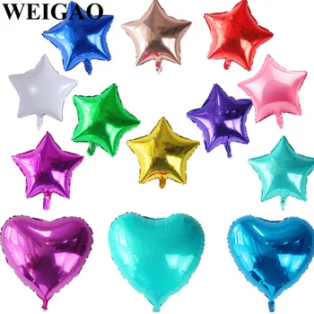 5Pcs 18inch Estrelas formato de Coração a Folha de Balões de Hélio Infláveis, Balões de Aniversário para a Festa de Casamento de Balões Crianças de Evento Favores do Partido