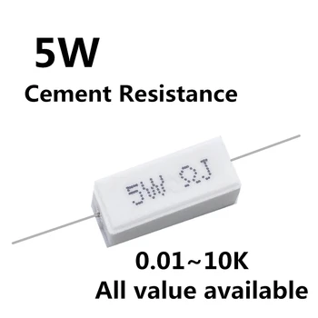 5pcs 5W 0.01 0.05 0.1 0.15 0.2 0.22 0.25 ohm R 0.05 0.01 R 0.15 0.1 R R 0.2 R 0.22 R 0.25 R de Cerâmica, Cimento Poder de Resistência de um Resistor de 5%