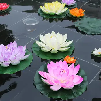 5pcs Artificial Flutuante Lírio de Água EVA Flor de Lótus 10cm Realistas Lotus Pond Tanque de Planta Enfeite de Decoração de Jardim Micro Paisagem