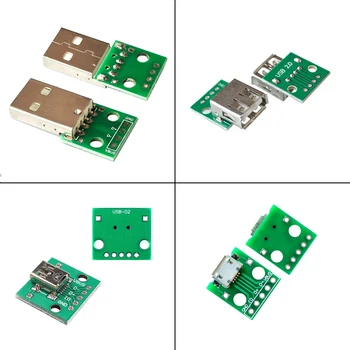 5PCS DIY Conector Macho / MINI MICRO USB para DIP do Adaptador de 2,54 mm 5pin Conector Fêmea KIT