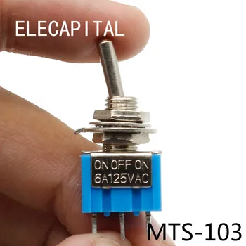 5pcs/monte Mini MTS-103 3-Pin SP3T ON-OFF-ON 6A 125 3A250VAC Interruptores de Boa Qualidade Frete Grátis