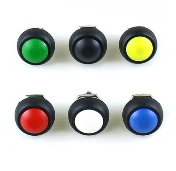 5Pcs PBS-33B 12mm Mini Switch 2 pinos 1A Impermeável Momentânea do Interruptor do botão Preto Vermelho Verde Amarelo Azul Branco