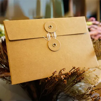 5pcs Vintage Papel de embalagem de Pasta de Arquivo de Envelopes Postais Salários Letra de Tampa de Papel Convite de Casamento de Saco de Presente de Escritório