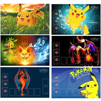 60*37 Pokemon Ptcg Dedicado Cartão Jogar Contra A Mesa Tapete De Anime Pikachu, Charizard Eevee De Ash Ketchum, Lilian Mouse Pads Brinquedos Presentes