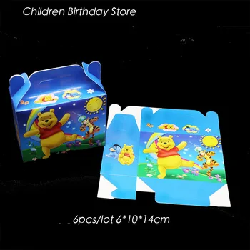 6pcs/monte Winnie the Pooh doces caixas de Winnie the Pooh festa de aniversário, decorações de chá de bebê Ursinho Pooh fornecimentos de terceiros
