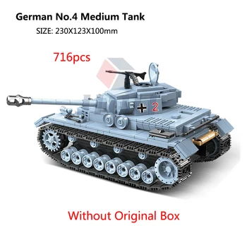 716pcs WW2 Militar alemão N.º 4 Do Tanque Médio Tanque de Luz Soldado do Exército da Arma de Blocos de Construção Blindado Artiller Tijolos DIY Criança Brinquedos
