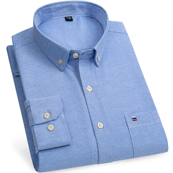 7XL 100%Algodão Casual Listrado Camisa Xadrez Puro 23 Cor de Negócios de Oxford, Camisa de Algodão Homens Longsleeve Camisa para os Homens, Camisas Hombre