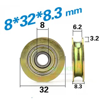8*32*8.3 mm M8*32*8.3 mm de metal à prova de ferrugem, tipo U, ao longo da corda de fio guia de suspensão da roda roda 608zz roldanas de rolamentos de rolos