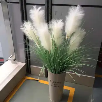 90CM 5Fork Grande Artificial Reed Grama Plantas de Plástico Branca Flor do Casamento de DIY, Material de Escritório, Decoração Acessórios
