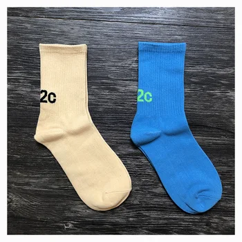 A 032C novo Meias Azul bege de algodão esportes tubo de meias para homens e mulheres ins maré meias