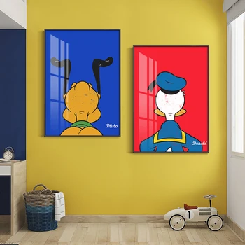 A Disney dos desenhos animados de Pato Donald, Mickey Mouse de Volta Exibição de Pinturas em Tela de Arte, Pôsteres e Impressões de Parede Imagens para Sala de Decoração de Casa