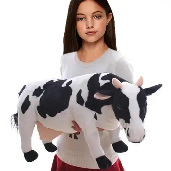 A Vida Real de Pelúcia Realistas Vaca Brinquedos Holstein Bezerro de Pelúcia Gigante, 70cm Preto Branco Simulação Corinna Garoto de Fazenda de Recolha de Animais de Brinquedo