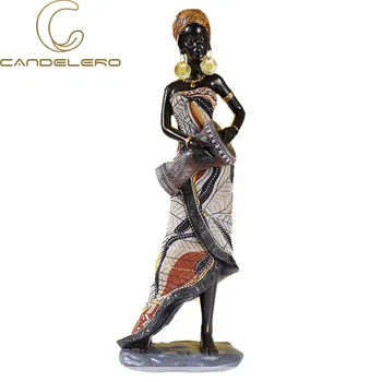 Africana Estátuas Para A Decoração Home Esculturas De Resina Mulher De Preto-Sala De Estar Decorativa Figuras Office Decoração Da Mesa Armário De Tv