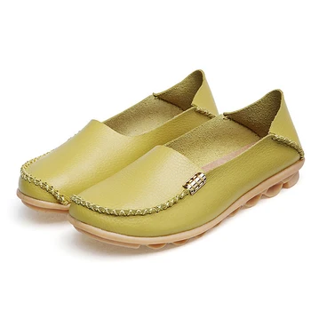Alta Qualidade de Flats Mulheres de Couro Genuíno Flats Sapatos feitos à mão Conforto Sapatos de Lazer Sapatos femininos Slipony