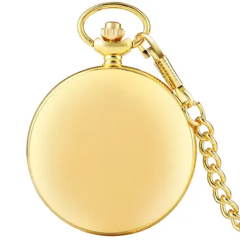 Alto Luxo Cor Dourada Design Suave de Quartzo Relógio de Bolso Colar Pingente Homens Mulheres Presentes de Natal para Relógio de Bolso com 30cm Cadeia