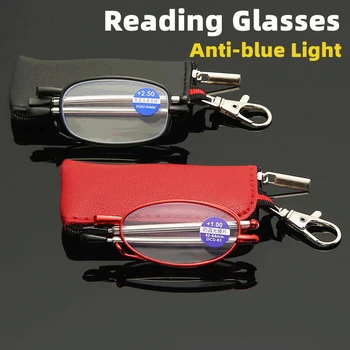 Anti-Blu-ray Óculos de Leitura Foldable da Leitura de Óculos para os Homens, as Mulheres do Metal da forma Óculos com Caixa Original
