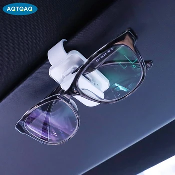 AQTQAQ Carro Óculos Caso Auto Viseira de Sol do Suporte de Óculos de Óculos de sol Clipe do Cartão Titular de um Bilhete de Caneta Caso Clip Box Universal Acessórios