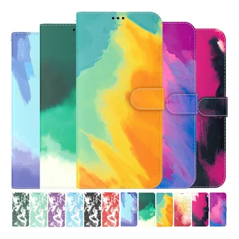 Aquarela Nuvens Padrão de Carteira Flip Case Para Samsung Galaxy Xcover 5 A32 4G A42 A52 A72 S8 S9 S10 S20 Ultra S21 FE Capa do Livro