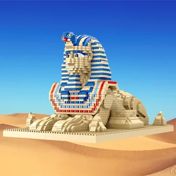 Arquitetura mundial Egito o Faraó de Esfinge, Monstro Modelo Mini Blocos de Diamante Tijolos de Construção de Brinquedo para as Crianças do Presente sem Caixa