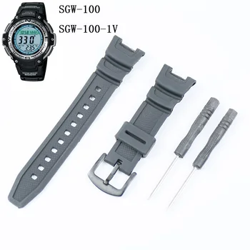 Assista acessórios de borracha à prova d'água pulseira de fivela para Casio resina série correia SGW-100 relógio esportivo masculino pulseira de silicone