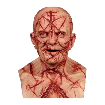 Assustador Careca Sangue Cicatriz Máscara de Horror Sangrento Arnês 3d Realista Face Humana do Arnês Emulsão de Látex Adultos Máscara Respirável Masque