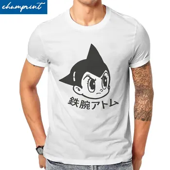 Astro Boy T-Shirts para os Homens, 100% Algodão Novidade T-Shirts Crewneck Astroboy Mighty Atom Camisetas de Manga Curta Tops Idéia de Presente