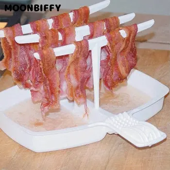 Bacon Bandeja Suporte Micro-Ondas Bacon Panela De Prateleira De Rack De Alta Resistência À Temperatura De Confecção De Ferramentas De Cozinha Doméstica De Carne Gadgets