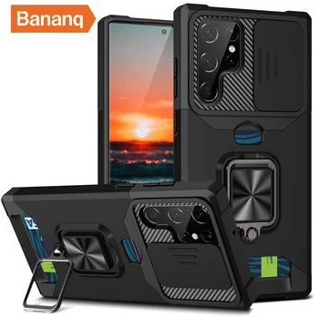 Bananq à prova de Choque Slot para Cartão de Case Para Samsung Galaxy A02S A03S A12 A13 A33 A53 A22 A32 A42 A52 A82 4G 5G Câmara Capa de Proteção