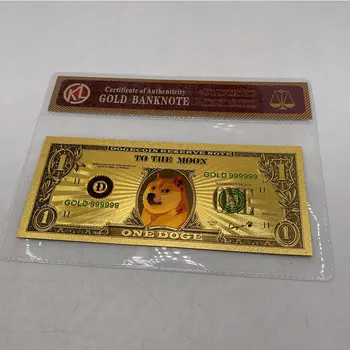 Banhado a ouro Dogecoin de Ouro de Notas com COA SHIB moeda DOGECOIN ASSASSINO Doge coinCollection Presente