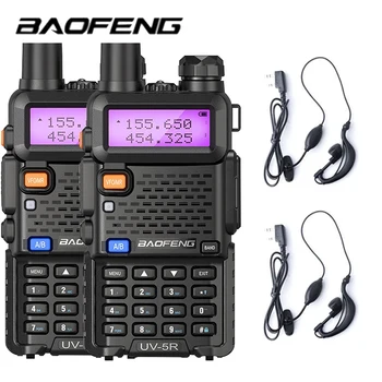 Baofeng Walkie Talkie UV-5R Dual Band Duas Vias de Rádio 136-174MHz & 400-520MHz VHF/UHF FM Transceptor Portátil com fone de ouvido