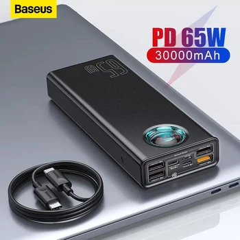 Baseus do Banco do Poder de 30000mAh Tipo-C PD 3.0 Rápido Carregador Para iPhone do carregador Rápido 3.0 Bateria Externa Powerbank Para Xiaomi Samsung