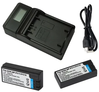 Bateria (2-Pack) e um Carregador para Sony NP-FC10, NPFC10, NP-FC11, NPFC11 InfoLithium da Série C