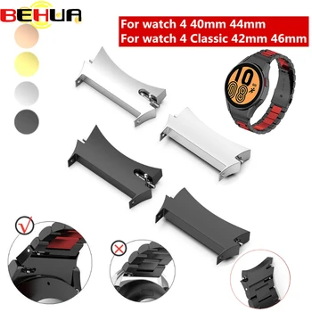 BEHUA 2pcs Conector de Metal Para Samsung Galaxy Watch 4 40mm 44mm Watch4 Clássico 42mm 46 mm em Aço Inoxidável Correia de Adaptador Sem Lacunas