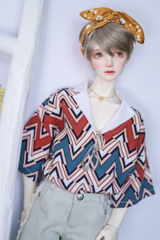 BJD boneca com roupas Adequadas para a 1/3 1/4 MSD tamanho de papelão ondulado de pescoço de V lapela de algodão de manga curta T-shirt boneca acessórios